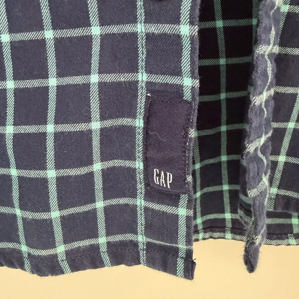 Gap Kids Blue Plaid Button Down Shirt S | Boys Flannel Style Long Sleeve